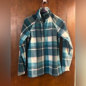 Eddie Bauer plaid fleece 1/4 zip jacket